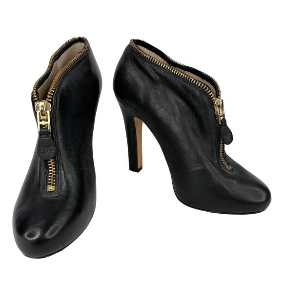 Diane von Furstenberg Black Camilla Zipper Booties 8.5M 5" Heels - Picture 1 of 13
